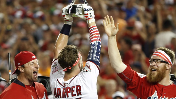 Harper added the All Star Home Run Derby trophy to his collection earlier this year.