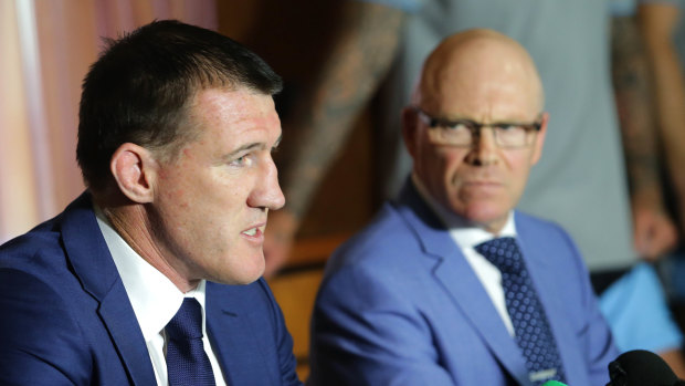 Optimistic: Paul Gallen and Sharks CEO Barry Russell.