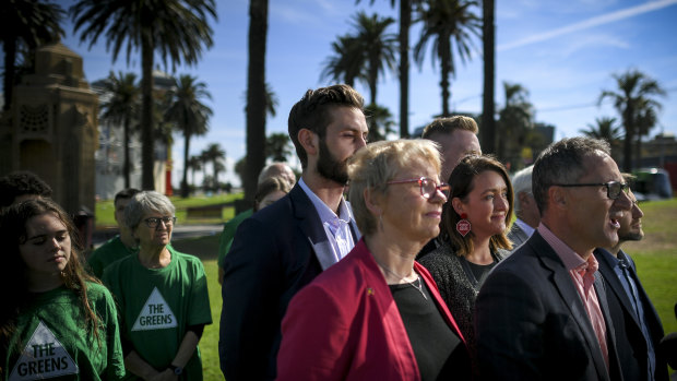 Richard Di Natale with Victorian Greens candidates. 