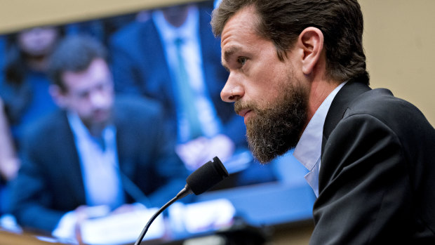 Jack Dorsey, co-founder and chief executive officer of Twitter Inc., makes an opening statement during a House Energy and Commerce Committee hearing in Washington, DC.