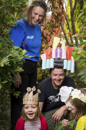 The Hankinson family show off their home-made Easter bonnets.