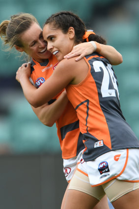 Haneen Zreika kicked a goal to get the Giants on the board, but missed a gilt-edged chance in the second quarter.