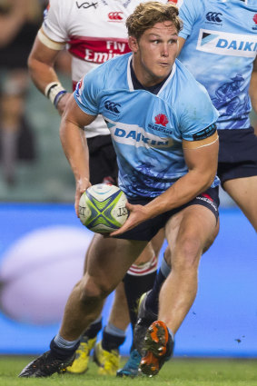 Slip-up: Waratahs captain Michael Hooper during his side's heavy defeat to the Lions in Sydney on Friday. 
