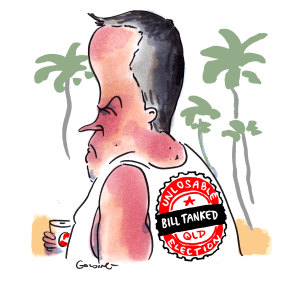 Former Labor leader Bill Shorten is holidaying in Bali. Illustration: Matt Golding