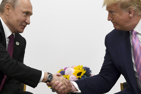 The handshake shortly before Donald Trump told Vladimir Putin he’d have to “act a little tougher”.