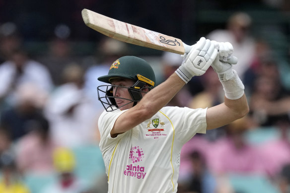Marnus Labuschagne batting during the last Test in Sydney.