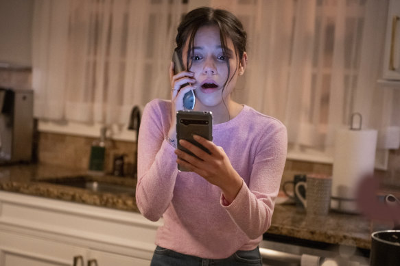 Jenna Ortega confronts the masked killer in the fifth instalment in the Scream franchise.