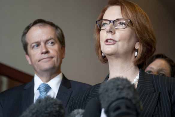 Shorten with then-prime minister Julia Gillard in 2013.