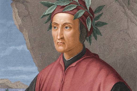 Portrait of Italian poet, politician and author Dante Alighieri (1265 - 1321), early 14th Century. 
