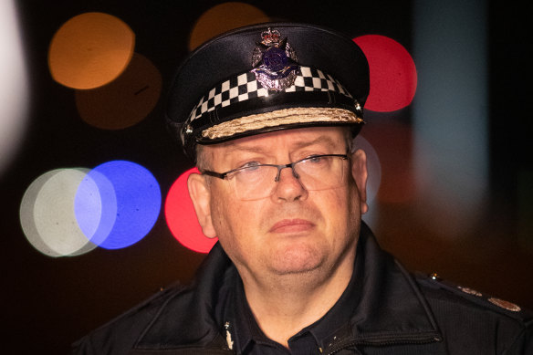 Police chief Graham Ashton addressing media near the scene of the crash on Wednesday night.