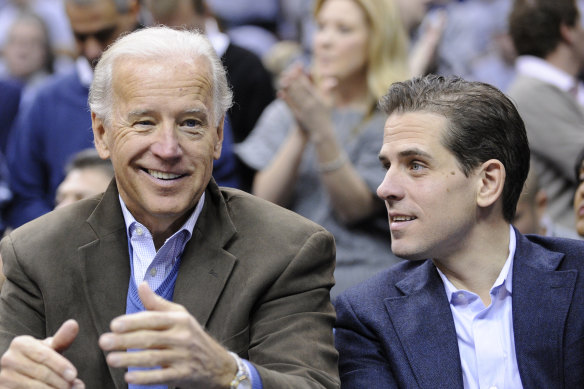 Former vice-president Joe Biden and his son, Hunter, in 2010.