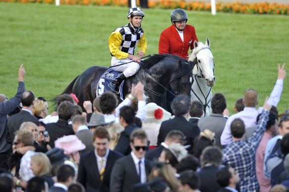 Steven Arnold and So You Think return to the winners’ stall after winning the 2010 Cox Plate.