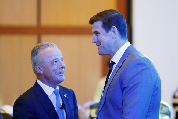 Then Australian War Memorial director Dr Brendan Nelson with Ben Roberts-Smith in November 2018.