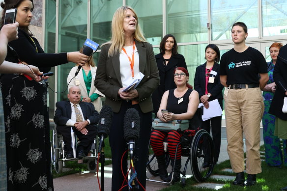 Terese Edwards (centre) was an inconvenient reminder that the Gillard agenda was hurting single parents.
