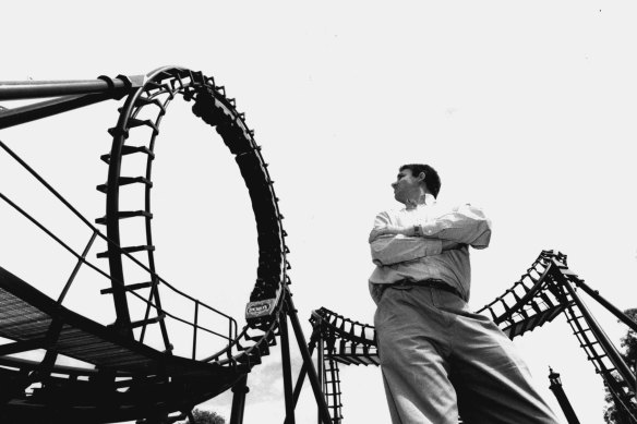 The Demon roller coaster at Australia’s Wonderland, pictured in September 1992.