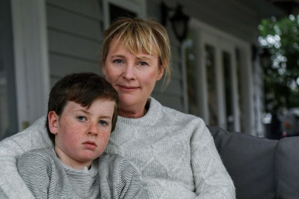 Tessa Wilson with her eight-year-old son Jonty.