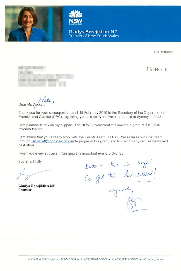 Gladys Berejiklian quickly got behind the bid.