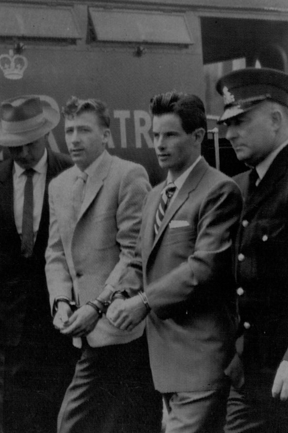 "Newcombe and  Simmonds under escort on way to Penrith court, December 1, 1959"