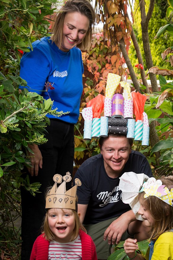 The Hankinson family show off their home-made Easter bonnets.