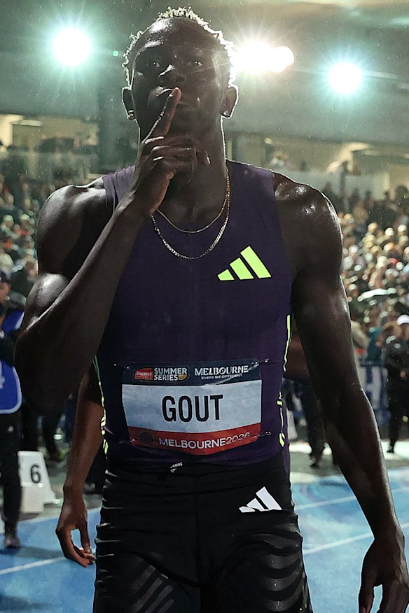 Gout Gout after Saturday night’s race.