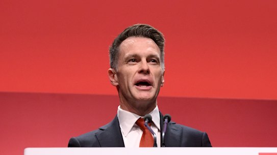 NSW Premier Chris Minns at a Labor Party conference in Sydney in 2024.