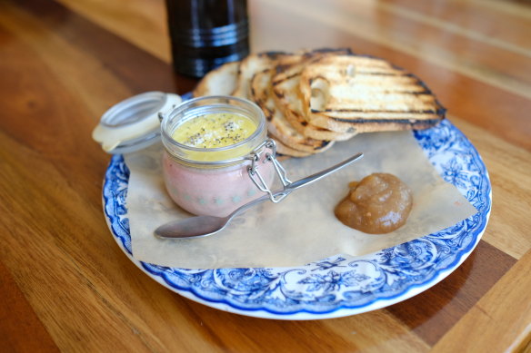 The liver mousse was nicely set.