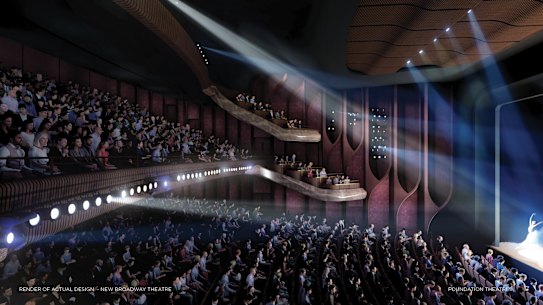 A render of the new Broadway-style theatre coming soon to Pyrmont.