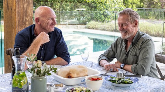 Matt Moran and Richard Roxburgh sit down to eat and talk for Memory Bites with Matt Moran. 