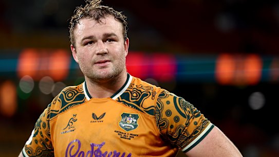 Harry Wilson of the Wallabies looks dejected at full-time.