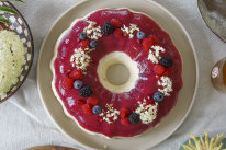 Katrina Meynink’s two-tone jelly and panna cotta.
