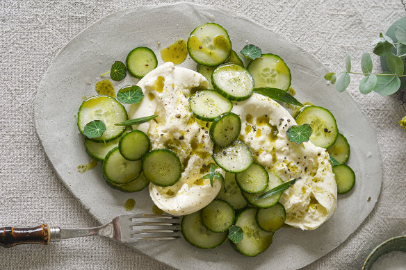 Bring the burrata out of the fridge so it loses its chill before serving.