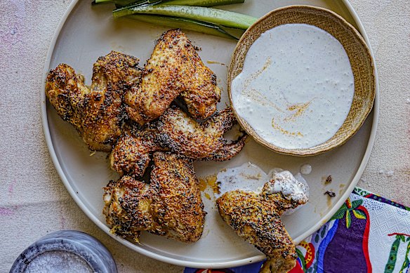 Riffing on buffalo wings, these Old Bay wings with blue cheese dressing are ready in a flash.