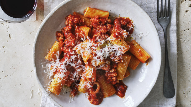 Rigatoni with ‘embarrassingly simple’ sausage and red wine ragu