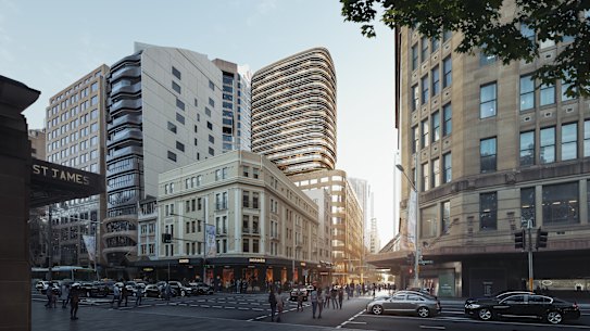 Scentre Group and Cbus Property have lodged plans for a new luxury retail store and apartment tower at 77 Market Street, Sydney.
