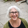 Andrea Cook in her carpark that she no longer needs since she decided to live without a car.