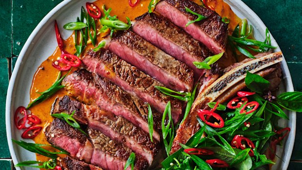 Steak with coconut and chilli.
