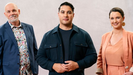 The Secret DNA of Us hosts (from left) Brad Argent, Marc Fennell and Rae Johnston.