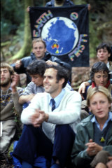Bob Brown and fellow protesters at Tasmania's Franklin River in 1983.