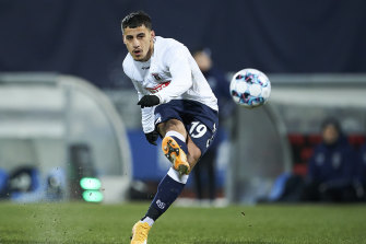 Daniel Arzani in action earlier this year for AGL Aarhus in Denmark, where he aims to rebuild his career.