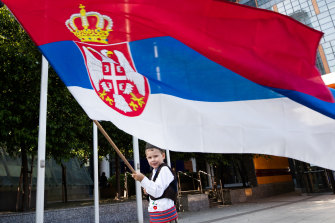 Supporters of Serbian tennis star Novak Djokovic protested against his detention outside the Federal Court.