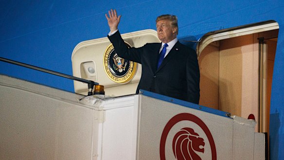 President Donald Trump arrives  in Singapore for a summit with North Korea's leader Kim Jong Un. 