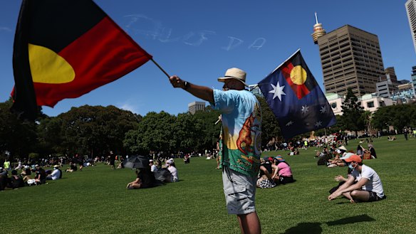 An invasion day rally held at the Domain in Sydney, on January 26.