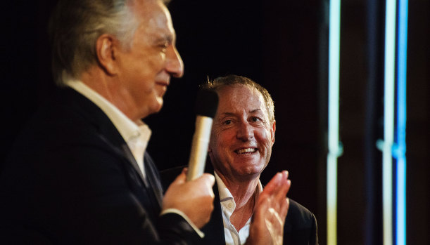 Alan Rickman with Garry Maddox during an In Conversation session in 2015. 