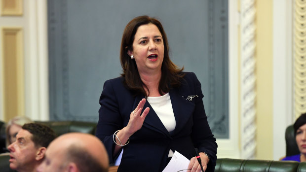 Queensland Premier Annastacia Palaszczuk is seen during Question Time at Parliament House on Thursday.
