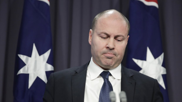 Treasurer Josh Frydenberg addresses the media.