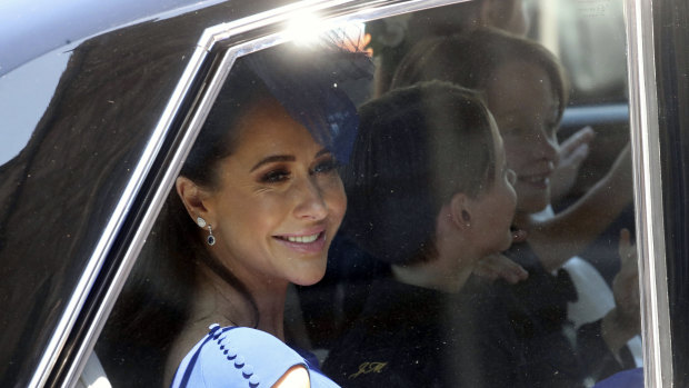 Jessica Mulroney arrives at the wedding ceremony of Prince Harry and Meghan Markle at St. George's Chapel in Windsor Castle in Windsor, near London, England. 