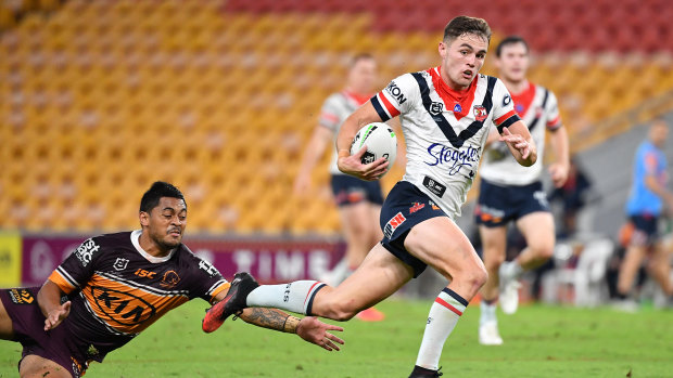 Kyle Flanagan races away for the Roosters.