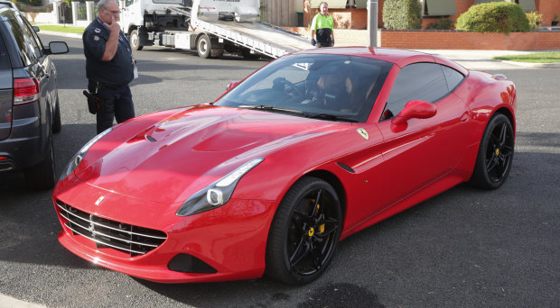Police seized a Ferrari from a house on Kenjulie Drive in East Bentleigh on Wednesday morning.