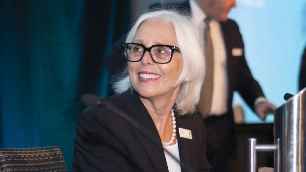 Healthscope chairman Paula Dwyer at its AGM at the Sheraton, Melbourne.