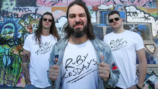 Victorious: Ruby Tuesdays bandmates Mate Jones, Shaun Snider and Paul Keys.